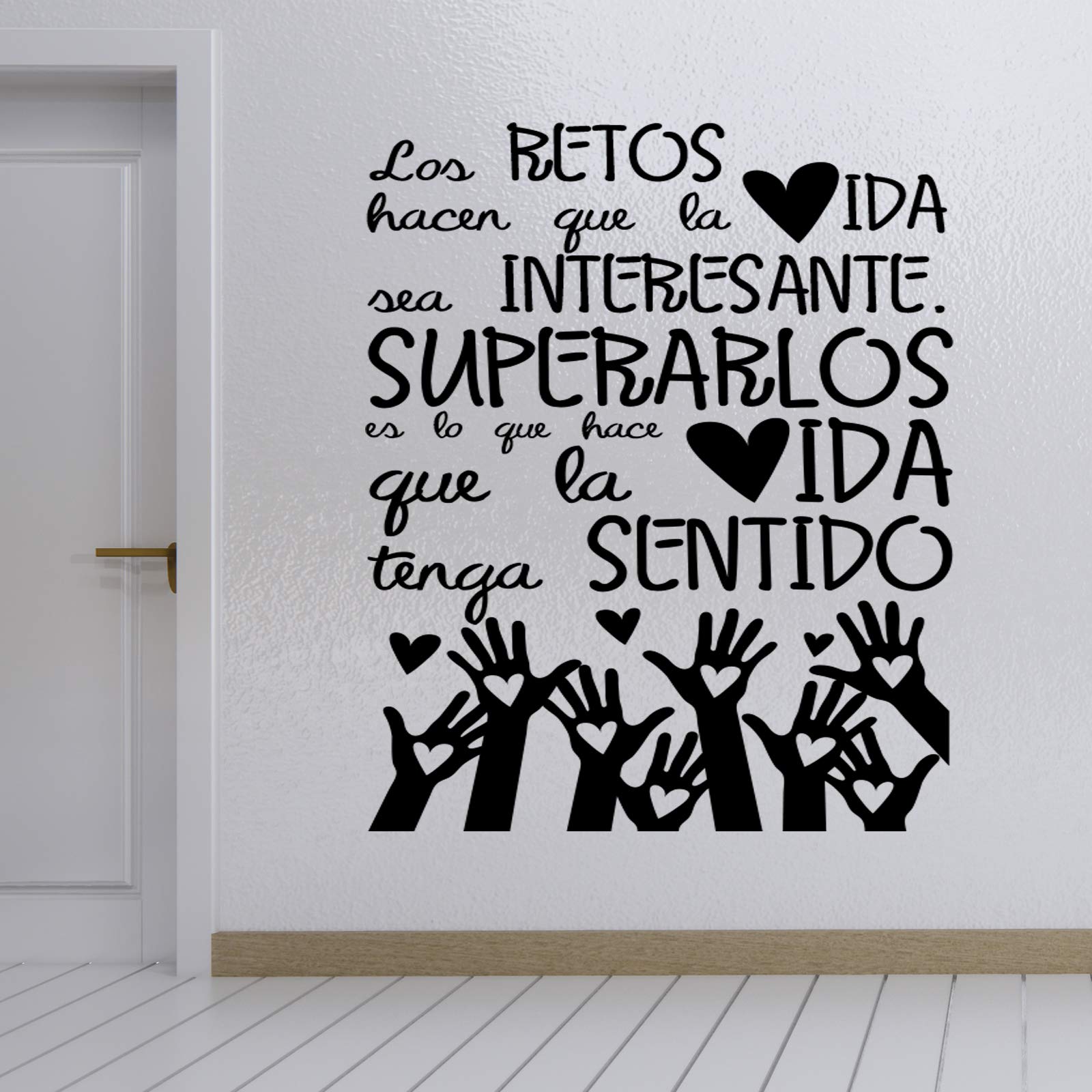 Vinilos de pared decorativo con frase decorativa motivadora "LOS RETOS HACEN QUE.." Pegatinas decorativas pared. Decoración casa Docliick DC-19148