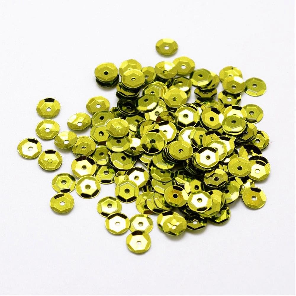 The Bead and Button Box 15g Pack of Lime Green Cupped Sequins 7mm