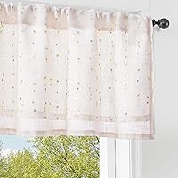 Vista 20 de jinchan Cenefa de lino para ventana de sala de estar de 16 pulgadas, cenefa de ventana de doble capa con filtro de luz, superposición rústica