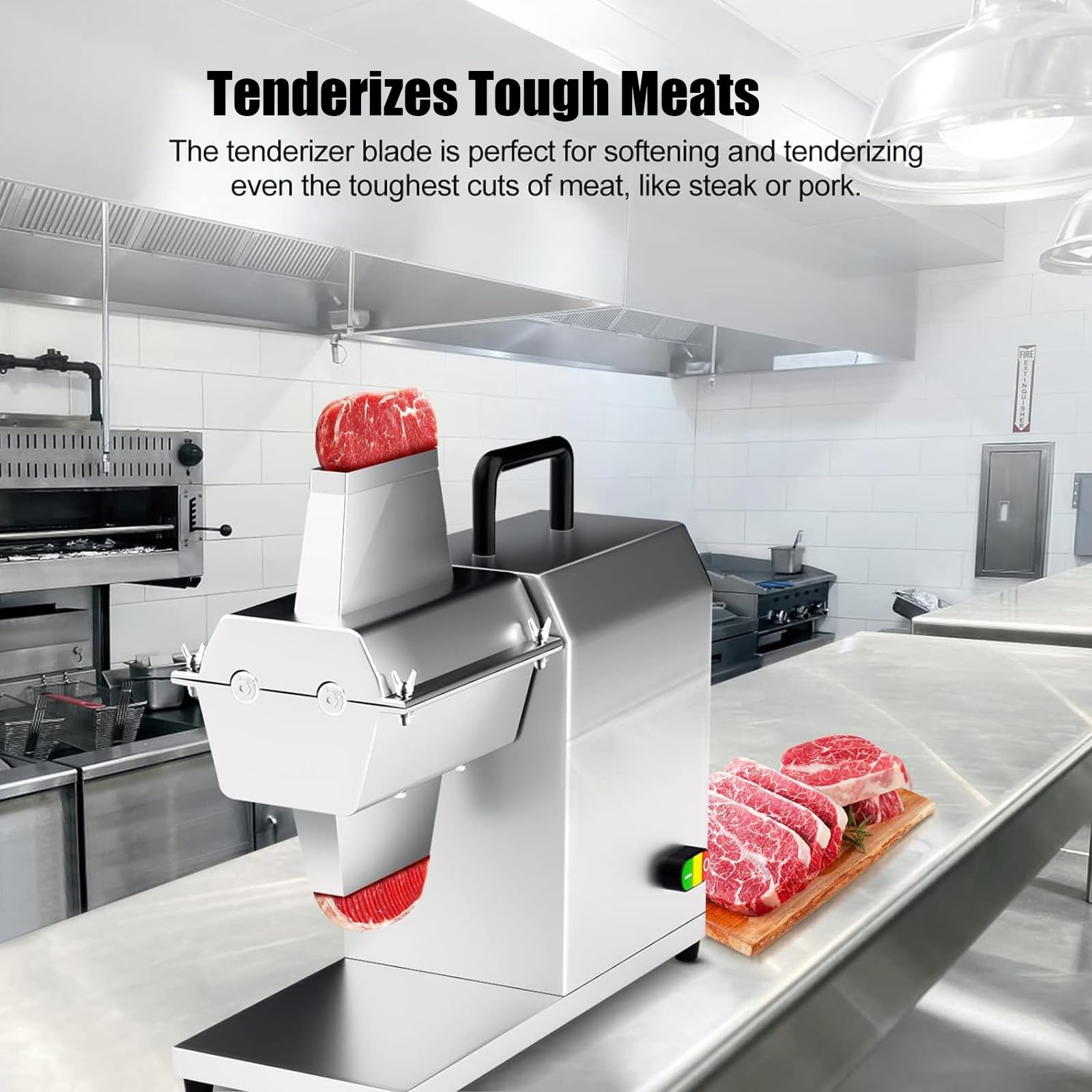 Batticarne elettrico, in acciaio inox, per carne di manzo, tacchino, pollo, maiale, montone e pesce, spessore regolabile 3-22 mm