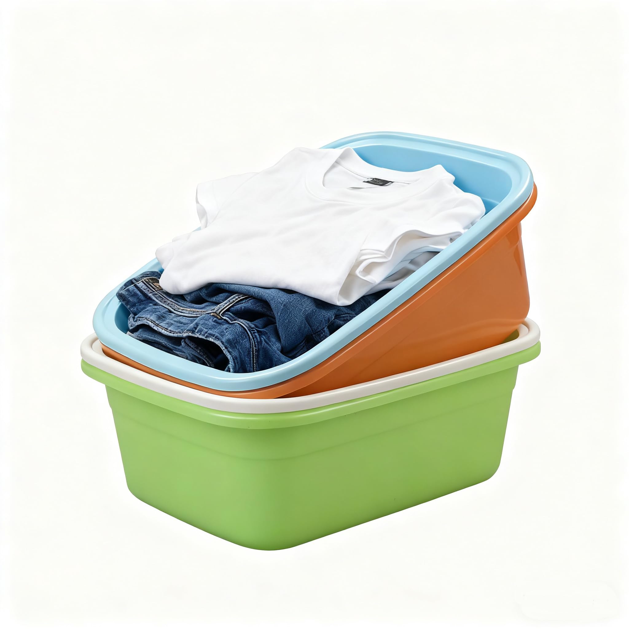 Cuenco de plástico de 12 L, recipiente rectangular para platos, lavabo de colores, 4 paquetes