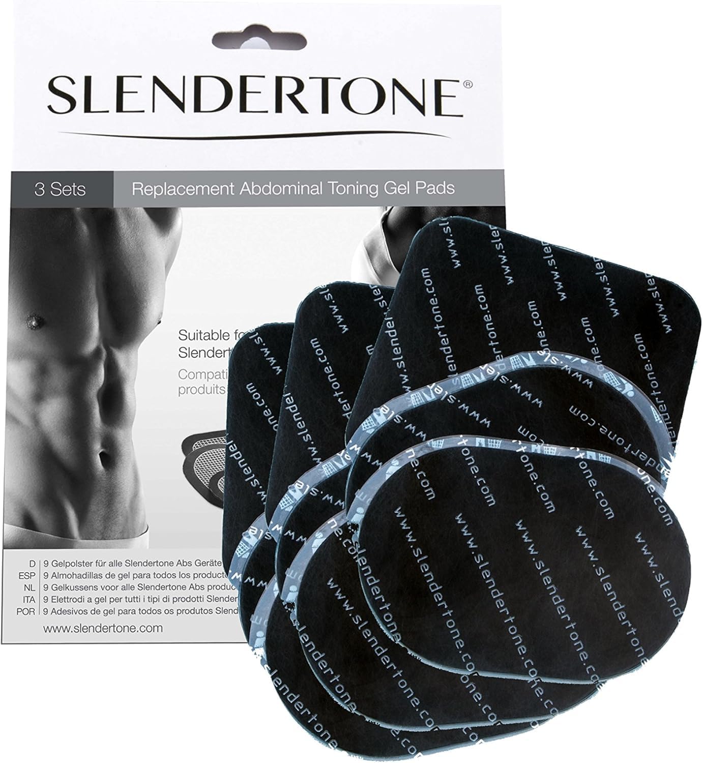 Slendertone Slender Tone Replacement Gel Pads for EMS Abdominal Muscles and All Abdominal Belts, 3 Pack (20-30 Times) Set