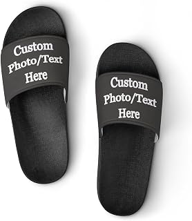 Custom Slides Slippers Personalized Slippers Sandals with Photo Name Text Bathroom Slippers for Men Women