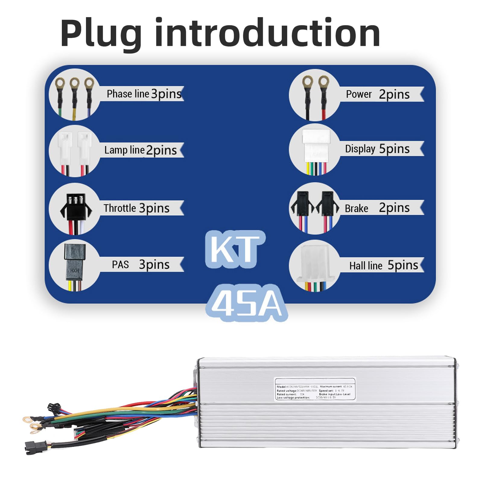45 A 18-Röhren-Sinuswellen-Motorsteuerung – Hochleistungsgehäuse aus Aluminiumlegierung, 36 V/48 V/52 V für 1500 W 2000 W Schneemobilmotoren