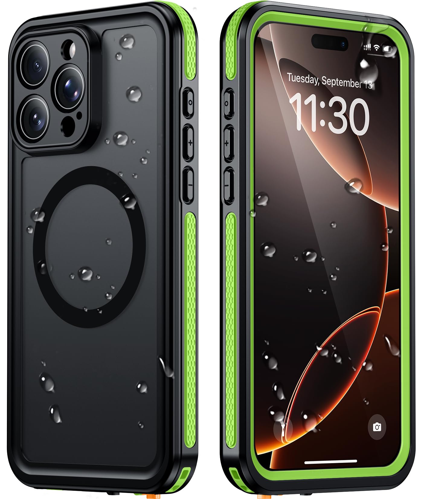 Temdan Designed for iPhone 16 Pro Case Waterproof, Green