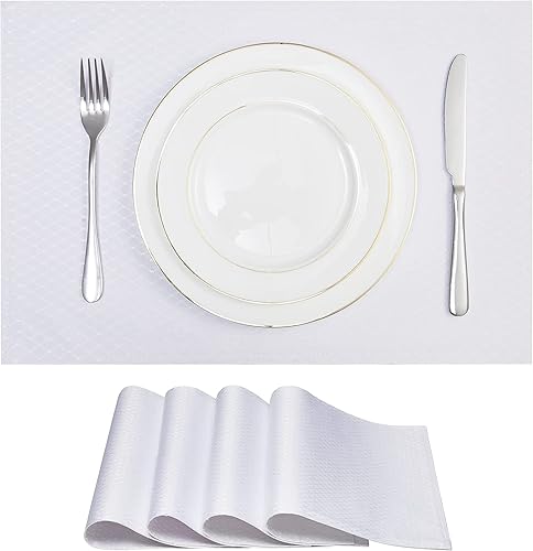 Homejoy Juego de 4 manteles individuales rectangulares impermeables, tela de poliéster, lavable, lavable, resistente al calor, para cocina, comedor,