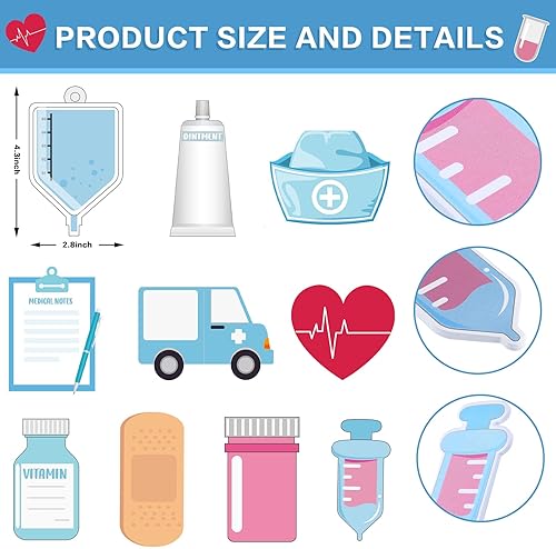 Miniatura 10 de Ctosree 40 unidades de mini notas adhesivas divertidas para enfermeras, bolígrafos de enfermería, artículos esenciales para estudiantes de