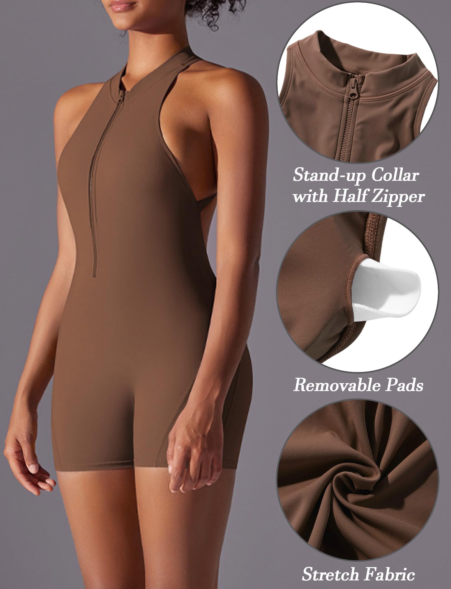 SEAUR Enterizo de yoga para mujer, sin mangas, corto, sin espalda, mono, camiseta sin mangas, camiseta deportiva para gimnasio