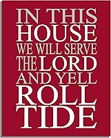 Vista 1 de AMERICAN LUXURY GIFTS In This House - We Serve the Lord, Arte de Pared con Citas Inspiracionales de Fútbol Americano, Impresión Artística de Pared