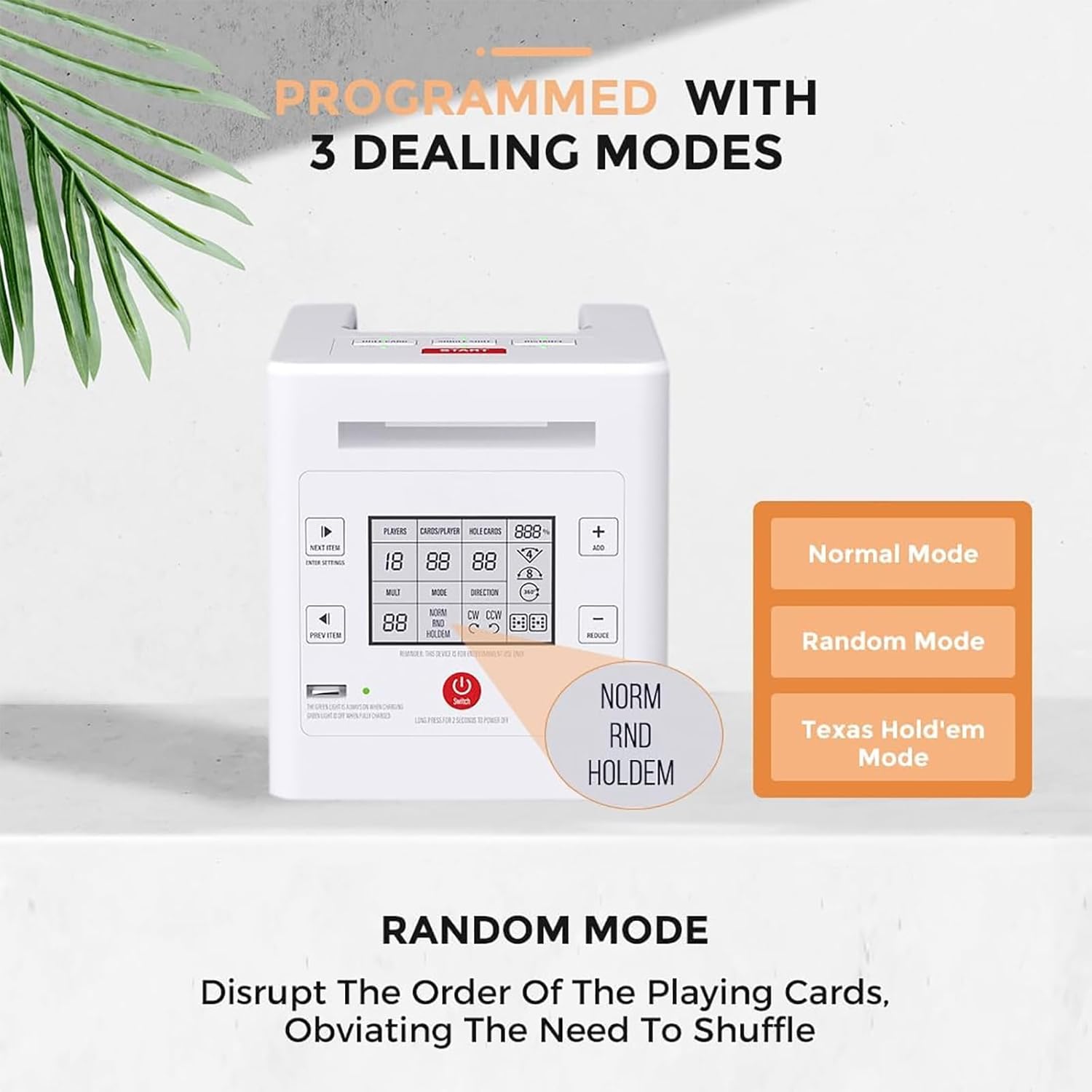 ERICAT Automatic Card Dealer, Poker Card Shuffler with LCD Display Screen, Three Rotational Modes and Two Adjustable Dealing Directions, Built-in 2000mAh Rechargeable Battery, for Home & Party Use