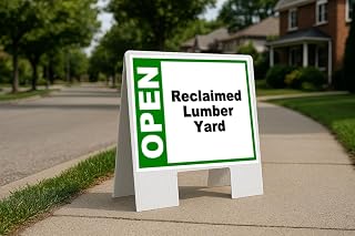 Reclaimed Lumber Yard Open Green Folding Coroplast A-Frame with Double-Sided 23in x23in
