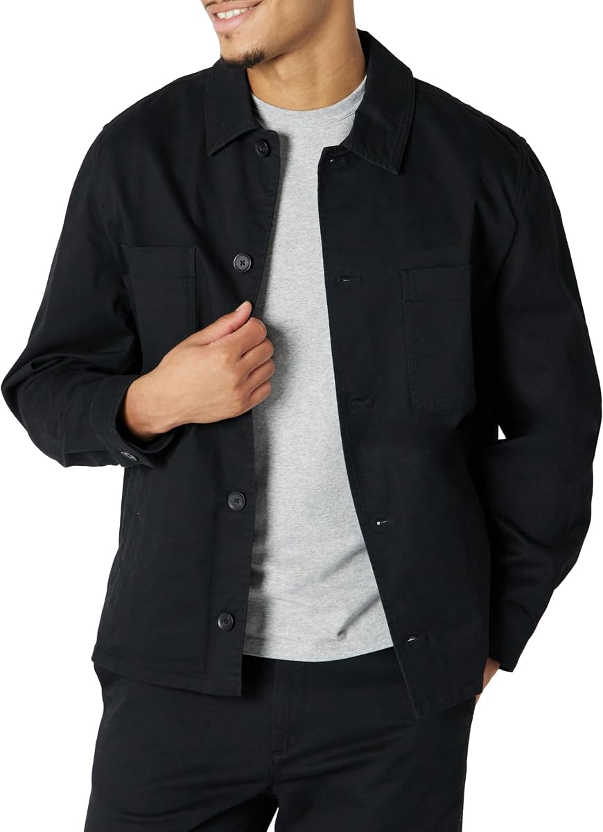 Men's Relaxed-Fit Stretch Cotton Utility Jacket with Multi Pockets