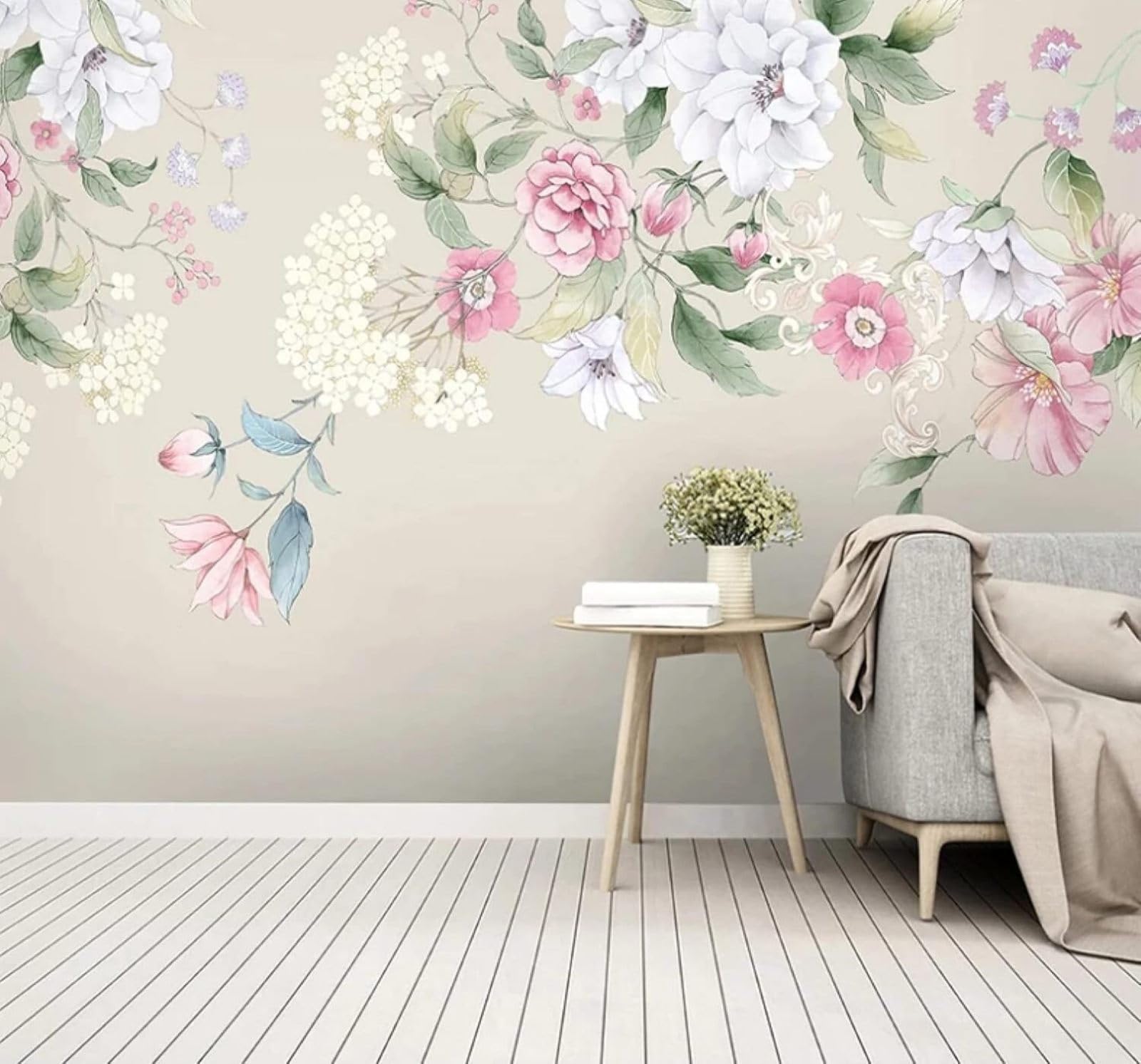 Fresh Beautiful Minimalist Pastoral Flowers 3D Wallpaper Easy Install Feature Office Living Room Sofa Bedroom TV Background Wall Decoration-200cm×140cm