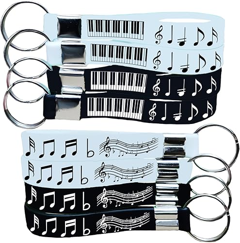 CupaPlay 24 llaveros de notas de piano, notas de piano, suministros de fiesta, decoraciones de música, fiesta de cumpleaños, eventos, premio, Negro,