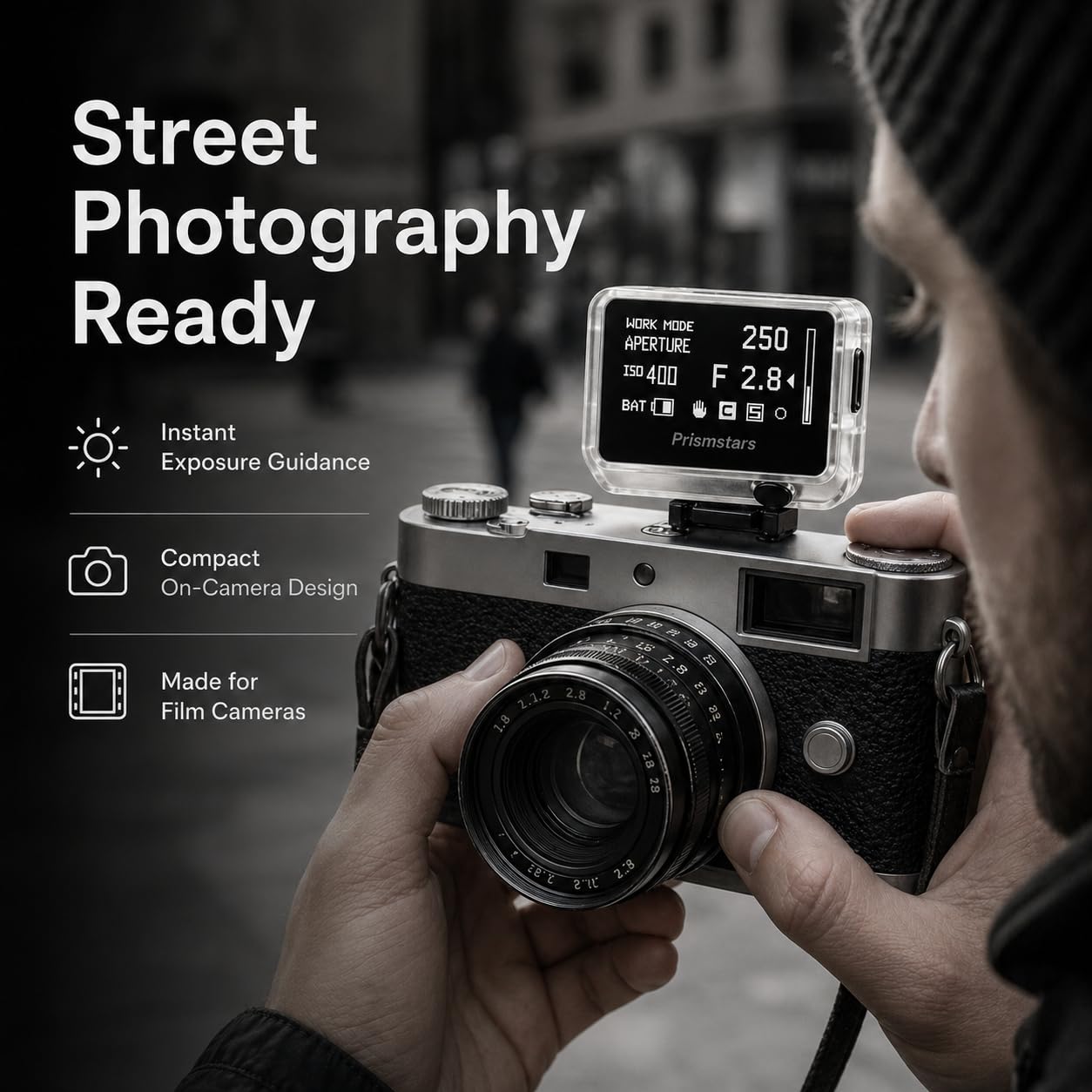 TsoLay Esposimetro per Fotocamera a Pellicola, Esposimetro Hot Shoe con Display a Schermo Intero, Angolo 30°, ISO, Apertura e velocità Regolabili, Lungo Standby, per Principianti e Fotografi