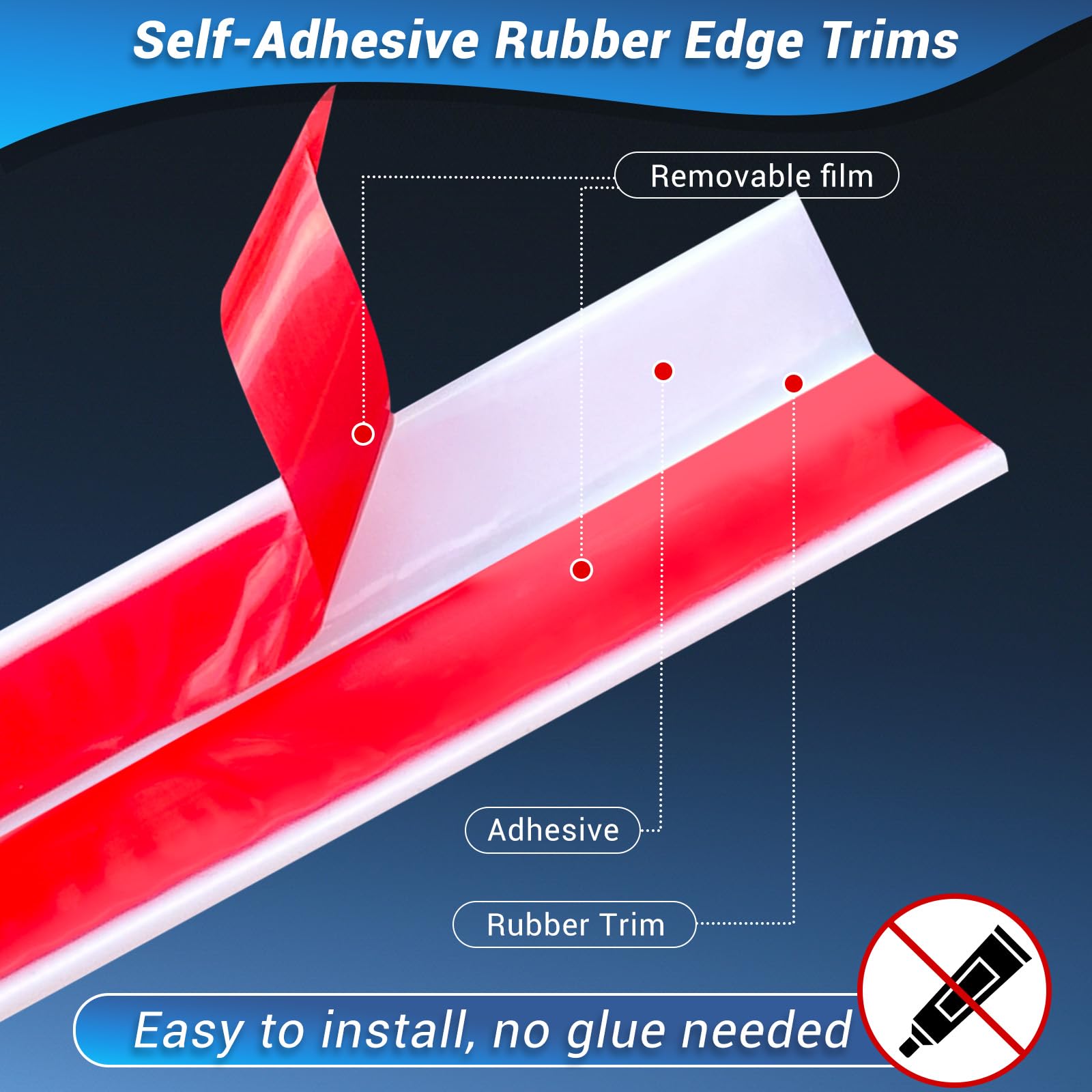 caho ⭐︎新品MEER. THIN RUBBER CUTSEW Protalwell Acabamento De Canto Borracha, Autoadesivo Em Formato L