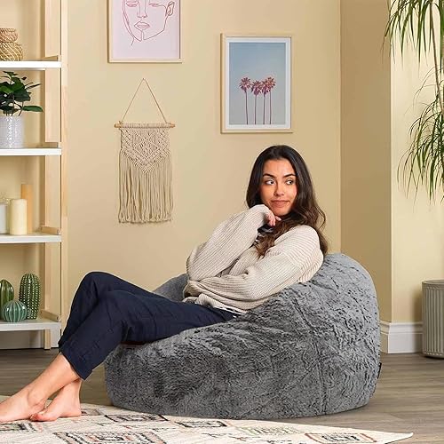 Miniatura 8 de Puf para adultos y niños sin relleno, funda redonda suave de gran tamaño para Big Joe, puf, sillón de descanso, sofá perezoso, almacenamiento de