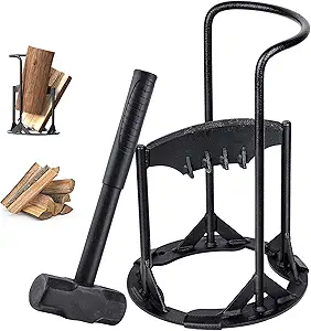 12” x17 Kindling Splitter for Wood, XL Log Splitter with 5LB Sledge Hammer Cast Steel Firewood Cracker Heavy Duty Wedge, Manual Splitting Tool for Home (XL)