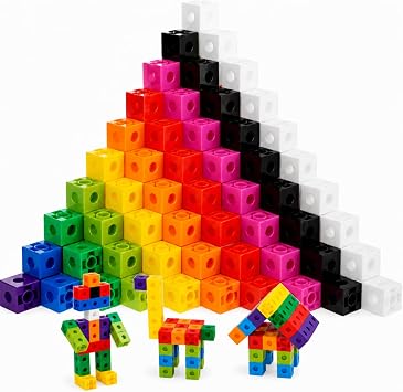 Jenaai 300 Pcs Counting Cubes, Plastic Connecting Blocks, Colorful Math Cubes, Math Manipulatives Classroom Learning Supplies, Preschool Learning Materials, Counting ToysClassic Style