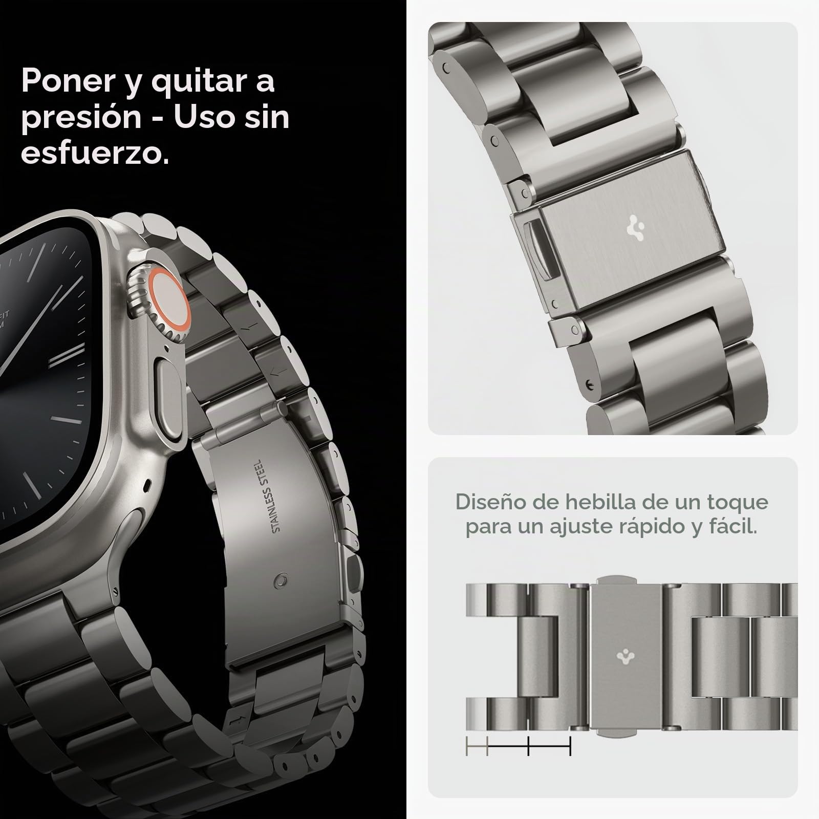 Spigen Modern Fit Titanium Correa para Apple Watch Ultra, Series 12/11/10