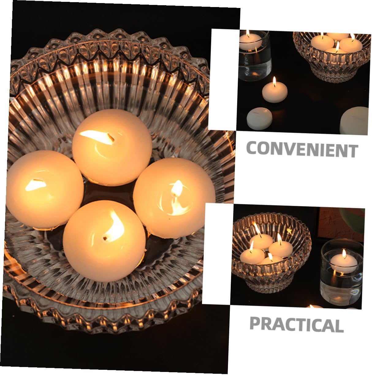 6pcs Small Unscented Floating Candles 4.5x2.5cm Dripless Wax for Wedding, Party, and Home Decor