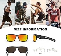 Vista 5 de TOREGE - Lentes de sol polarizados deportivos para hombres y mujeres, para ciclismo, correr, golf, pesca, TR26 Marco negro y lente plateado cobre