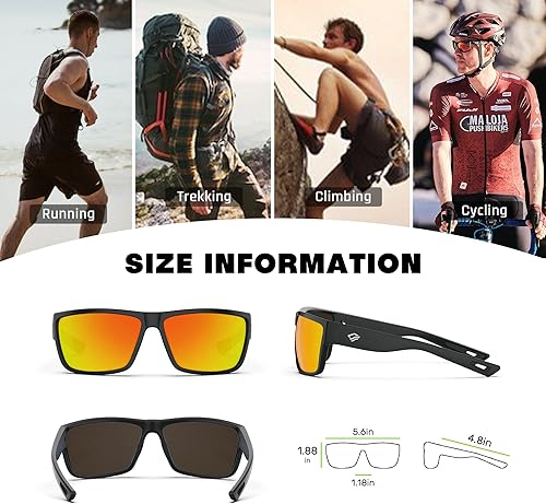 Miniatura 5 de TOREGE - Lentes de sol polarizados deportivos para hombres y mujeres, para ciclismo, correr, golf, pesca, TR26 Marco negro y lente plateado cobre