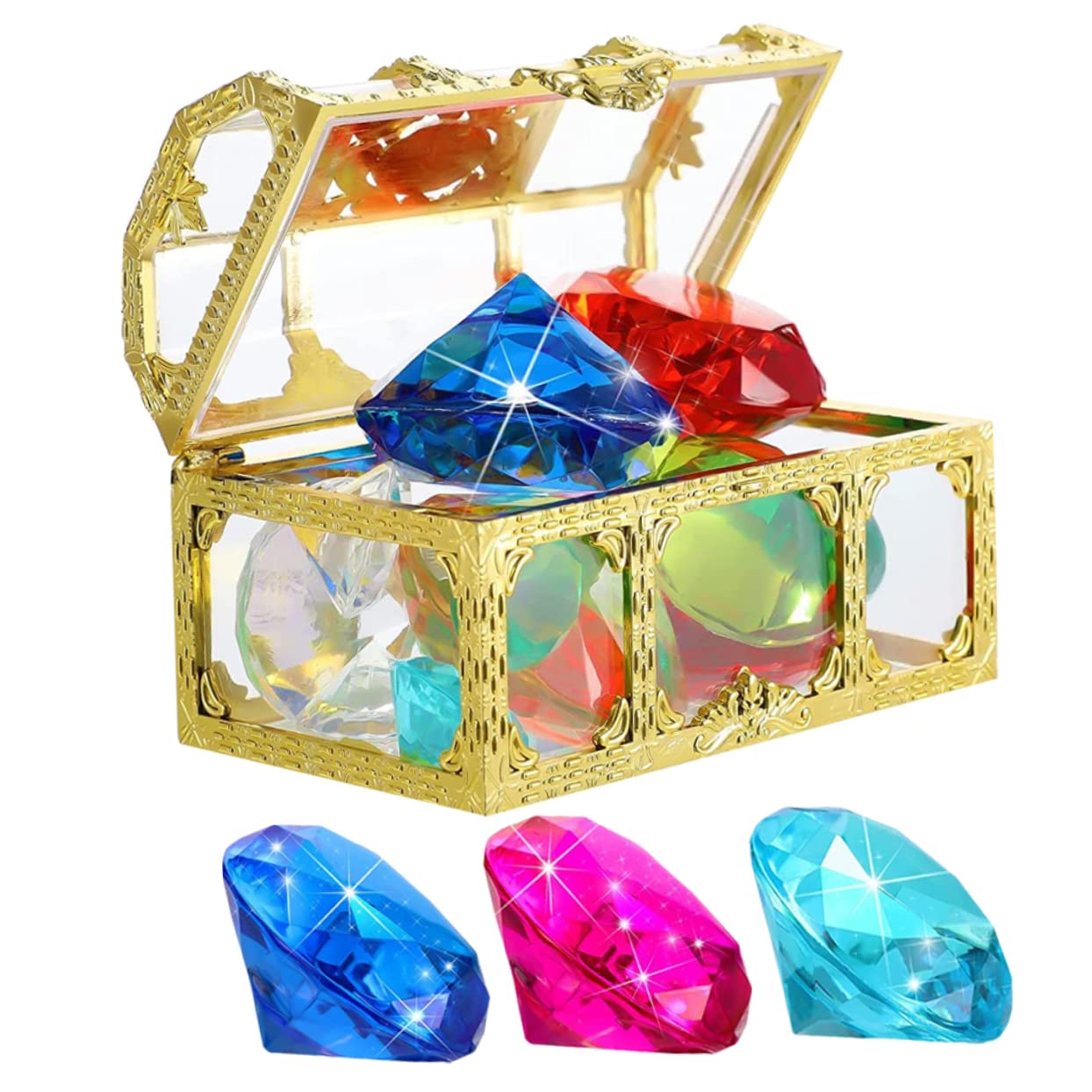 ibasenice 4sets Jouets De Piscine Gem Flotter Plonger Jouets De Plongée Piscine Coffre Trésor De Gemmes De Plongée Flotteurs pour La Piscine Jouer Piscine Gonflable Jeu Métal 20pcs * 4