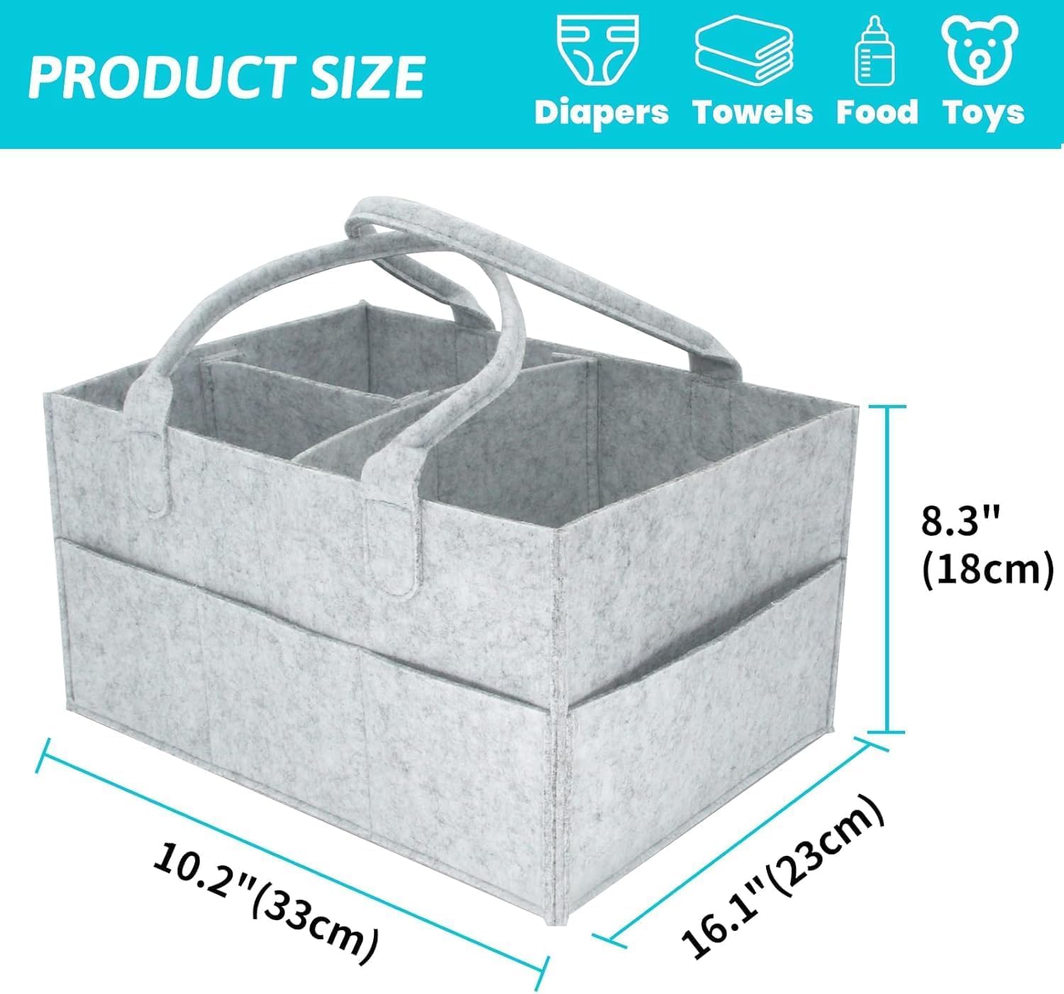 Kresal Diaper Caddy Bag for Smart Mothers - Baby Diaper Caddy Organizers - Baby Wipes Felt Storage, Nursery, Foldable, Portable and Lightweight - Image 6 thumbnail