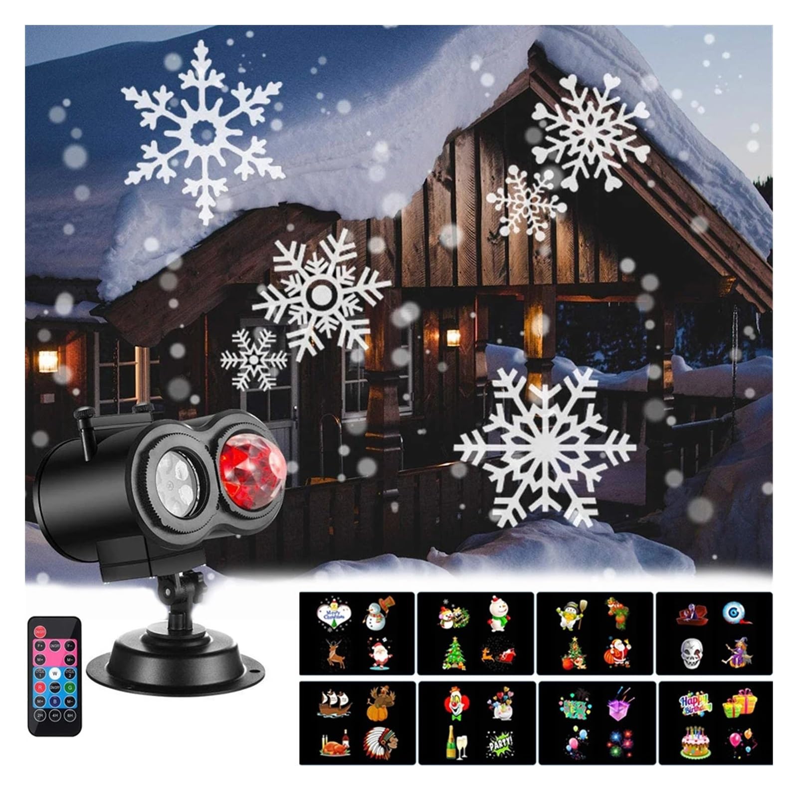 Luci Portatili Per Proiettori Natalizi, 2in1 LED Halloween Christmas Projection Lights Proiettore a 16 motivi for decorazioni paesaggistiche for matrimoni, Capodanno Immagine Hd E Installazione Sempli
