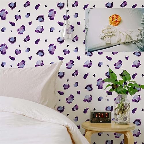 Miniatura 5 de 6 hojas de 180 calcomanías de pared con estampado de leopardo morado, sacinora Animal Spot DIY Speckles calcomanía de pared de vinilo extraíble para