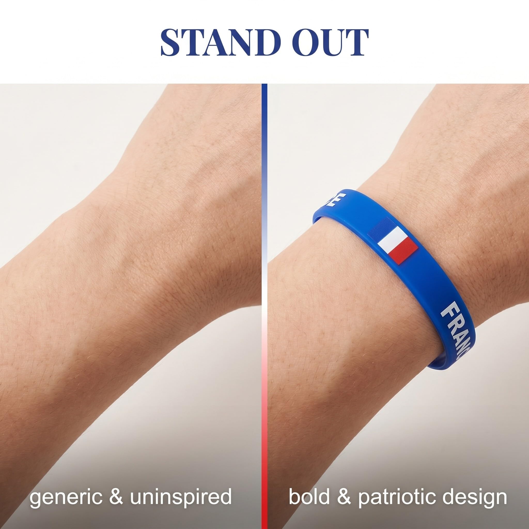 4 Pièces France Bracelet Taille Unique Nylon Bleu Blanc Rouge Élastique Réglable Imperméable Résistant Confortable pour CM Euro Fête Festival Quotidien Sport Hommes Femmes Enfants