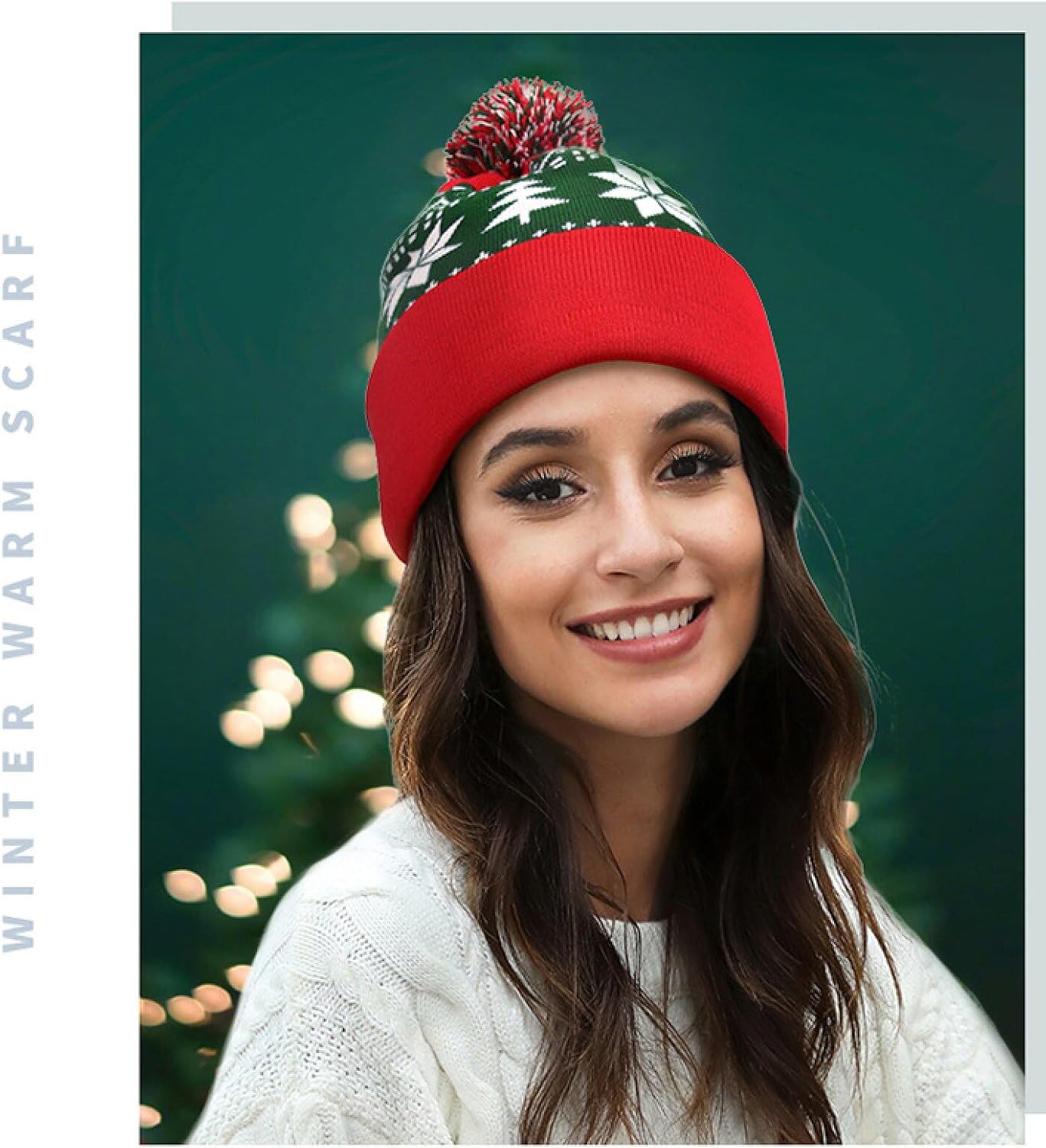 Knitted hats, wool hats, Christmas hats, jacquard wool ball hats, Perfect for Women & Men，One Size