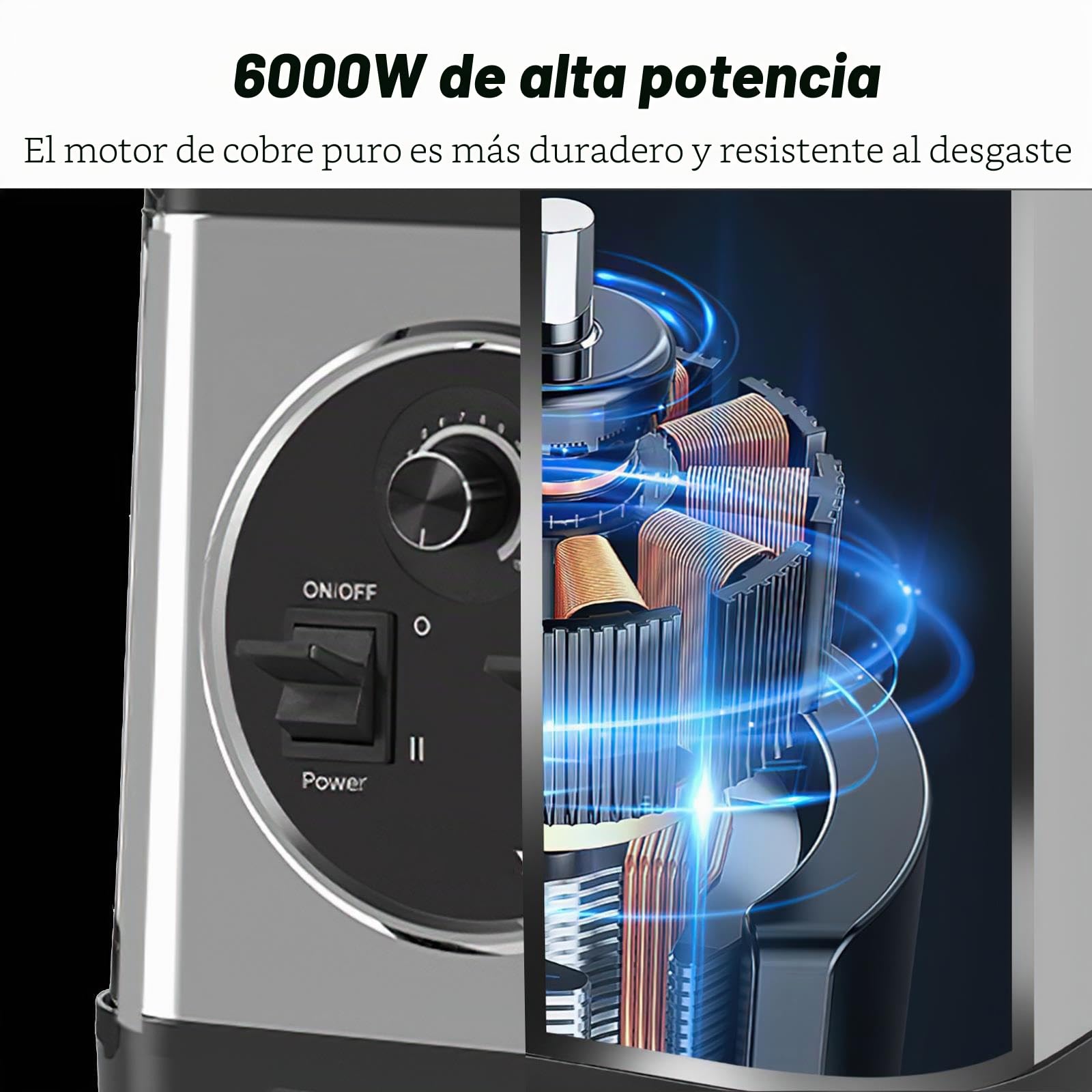 Batidora profesional 3 en 1 para casa, 6000 W, batidora batida, 3 tarros (2,5 l/2 l/0,8 L), 15 velocidades, cuchillas de acero inoxidable, para batidos, helados picados, jugo y molienda de semillas