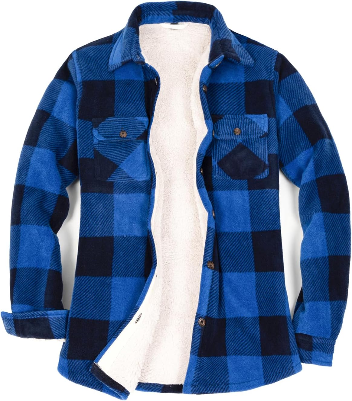Lisskolo Women Fleece Lined Shirt Jacket with Hand Pockets, Plaid Button Down Sherpa Fleece Shacket Outerwear Flannel Jackets