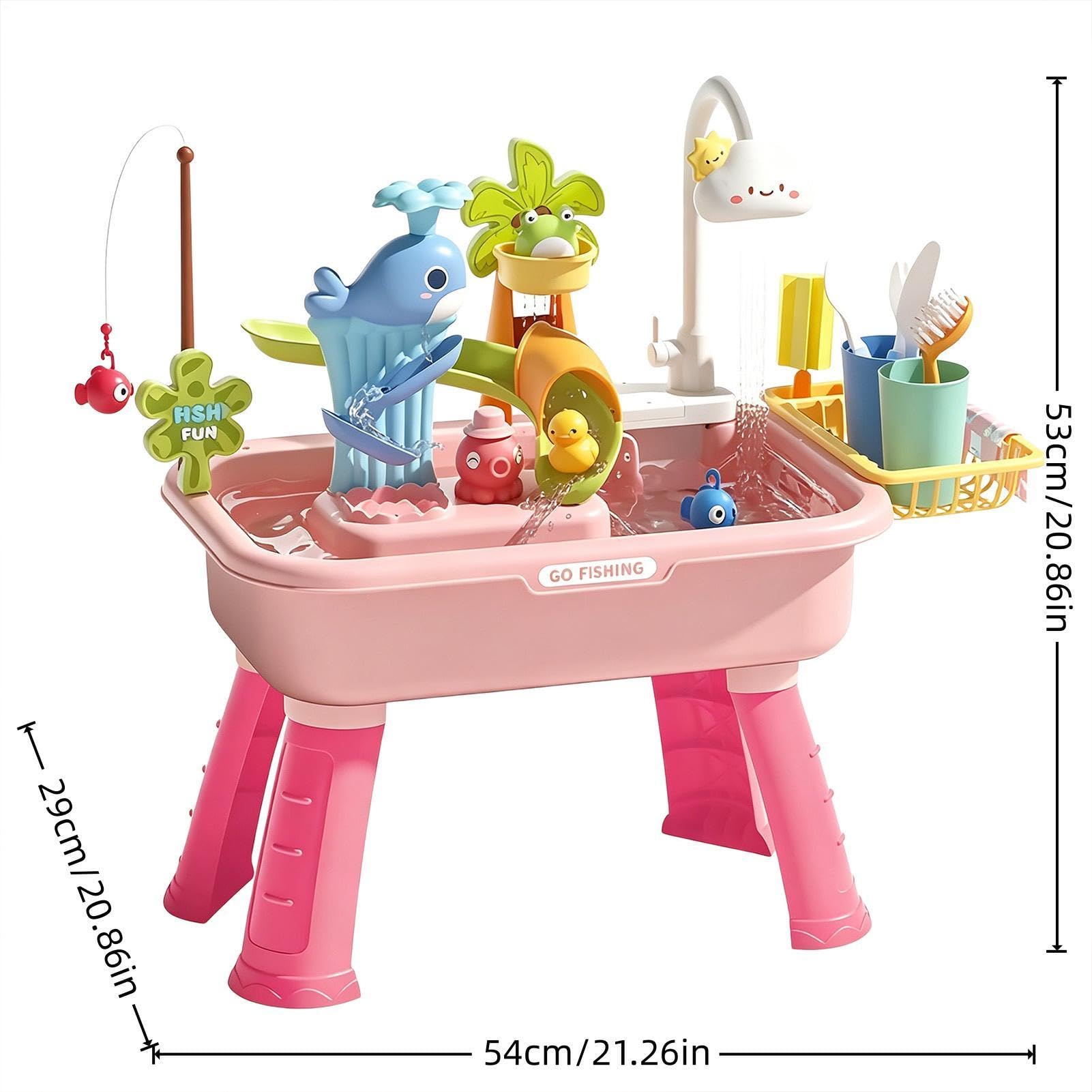 Generico Wassertisch für Kinder – Interaktives Spielzeug für Elektropool, Spielset mit Waschbecken und Pool, Kinder und Mädchen drinnen draußen Garten Hof Terrasse Haus