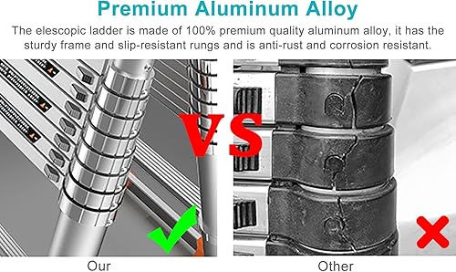 Miniatura 4 de Telescoping Extension Ladder Telescoping Ladder Industrial Household Daily Telescopic Ladder with Roof Hooks 100 Aluminum Portable Extendable Ladder