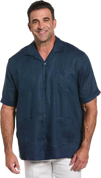 Cubavera Men's 100% Linen Short Sleeve Button-Down Guayabera Shirt Available in Big & Tall 100% Linen Four-Pocket Short Sleeve Button-Down Guayabera Shirt Size Small - 5X Pack of 1
