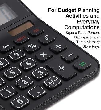 Staples 8-Digit Battery & Solar Basic Calculator, Black