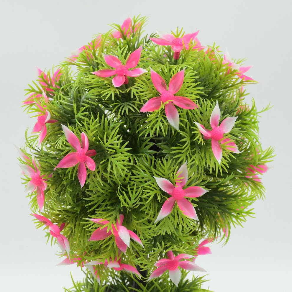 Image of Madhabi Artificial Flower Plant with Pot | Faux Potted Greenery with Pink Flowers for Tabletop, Living Room, Bedroom, Office Desk, Indoor Balcony, and Home Decoration (1 Pc)