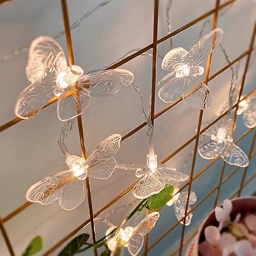 Miniatura 3 de WONFAST Guirnalda de luces LED de mariposa, funciona con pilas, para interiores y exteriores, luces decorativas para el hogar, dormitorio, fiesta,