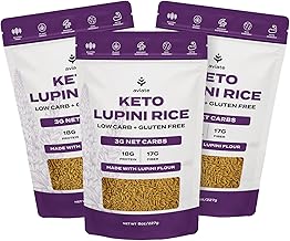 Aviate Keto Rice Orzo - Low Carb (3g Net) Lupini Rice/Pasta, High Protein (18g), Gluten-Free, Made with Lupin Flour, Plant Based Vegan, Keto-friendly - Slim Orzo Pasta (8oz) (Pack of 3)