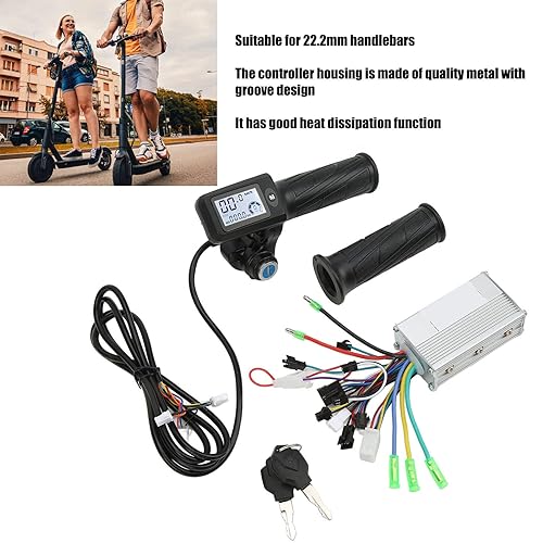 Miniatura 4 de FOUF Kit de motor eléctrico de CC sin escobillas de 36 V, 48 V, 350 W, panel LCD, kit de controlador de motor sin escobillas, agarre del acelerador,
