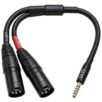 CNCESS 4.4mm Balanced Male to Dual XLR Male Headphone Adapter Cable, Red/Black Channel Split
