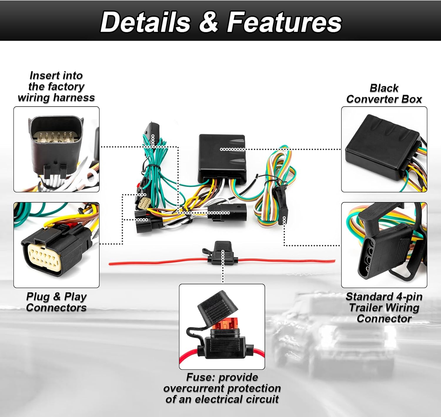2” Rear Receiver Hitch & 4-Pin Trailer Wiring Harness Compatible with Jeep Wrangler JL 2018-2024