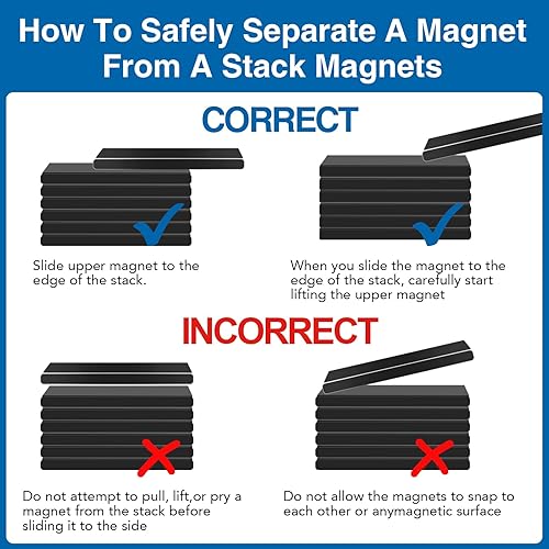 Miniatura 7 de TRYMAG Imanes fuertes resistentes, paquete de 25 barras magnéticas de neodimio, tiras magnéticas negras con adhesivo de doble cara, potentes imanes