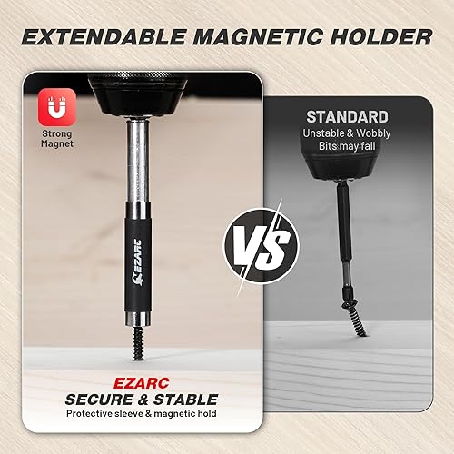 Miniatura 6 de EZARC Juego de brocas avellanadas, 22 brocas para fregadero de encimera con 2 cortadores de enchufe de madera, soporte magnético para puntas de