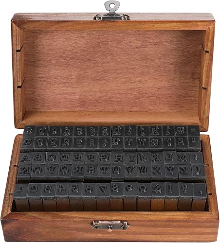 Miniatura 3 de KMIKE Juego de sellos del alfabeto, 70 piezas, símbolo de letra, número, vintage, manualidades, fabricación de tarjetas, sello de goma de madera