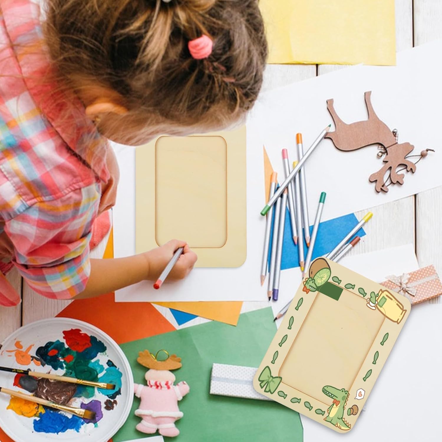 YOUNTHYE 20PCS Wooden Picture Frame for Crafts 4x6 Unfinished Wood Frames Bulk with 4 Stickers Solid Wood Picture Frames Wood Frames for Photos Postcard Wooden Photo Frames Displays