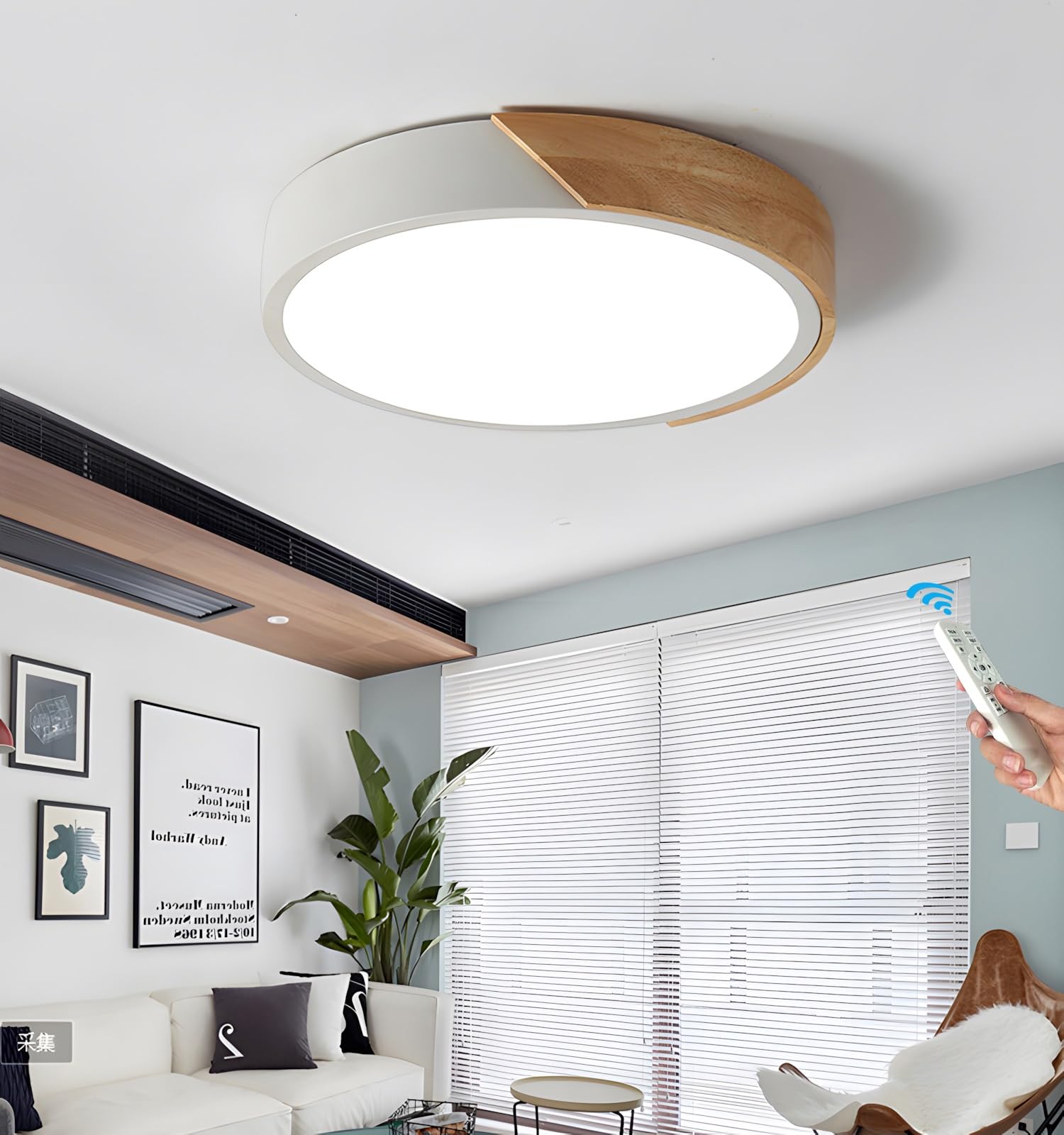 GaoHX Lámpara de Techo LED Redonda, Lámpara Techo LED Madera, Plafón LED Techo Redondo, Regulable 3000K-6500K, Moderna Lámpara de Cocina, LED Luz de Techo Interior para Dormitorio(White,40cm)